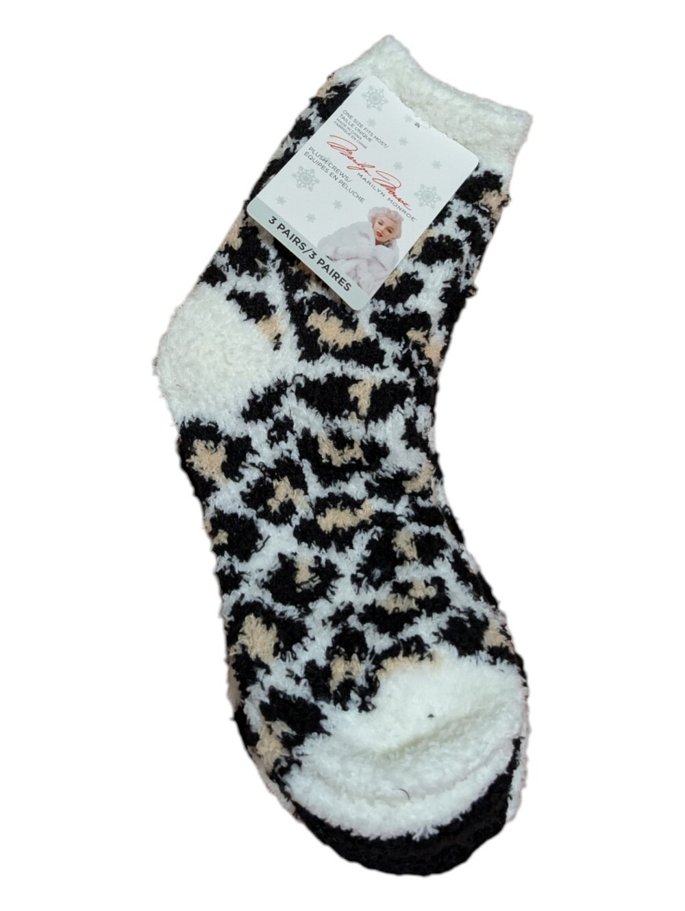 Marilyn Monroe Plush Animal Print Socks - Black & White (3 Pairs)